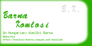 barna komlosi business card